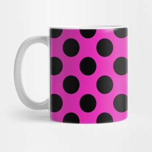 Vintage Pink Black Polka Dots Pattern Mug